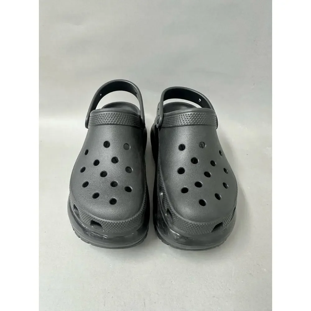 Crocs Classic Mega Crush‎ Clog Solid Black Matte/Shiny Women's Size 8 Mens 6